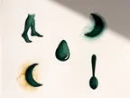 Akvarel med fem små symboler for sunde vaner