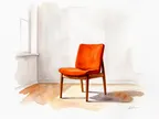 Akvarel af en dansk designstol